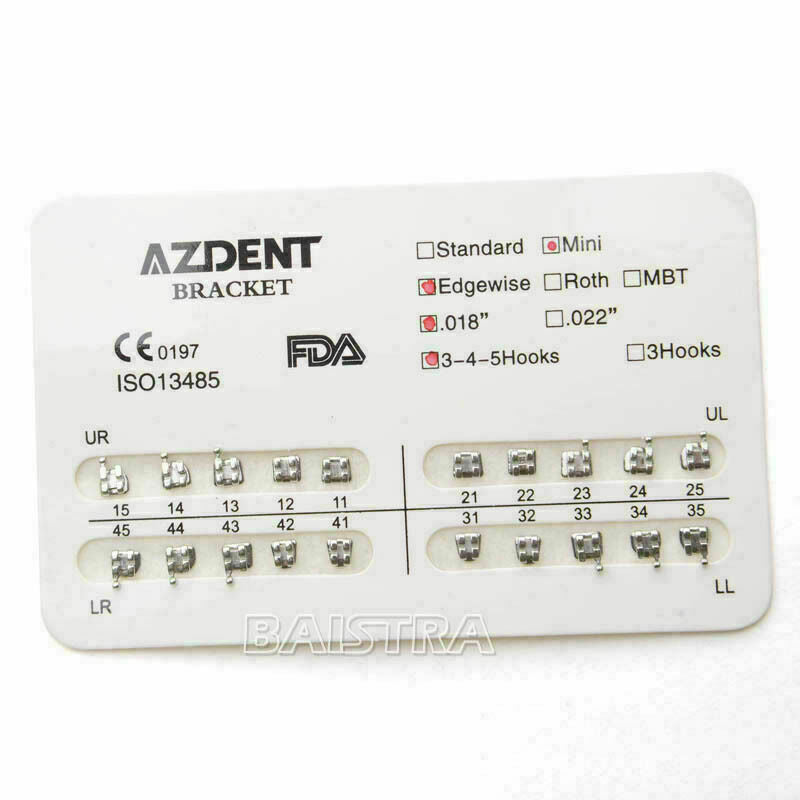 40packs Dental Bracket Brace Edgewise Slot.018 Hooks 3-4-5 Orthodontic AZDENT
