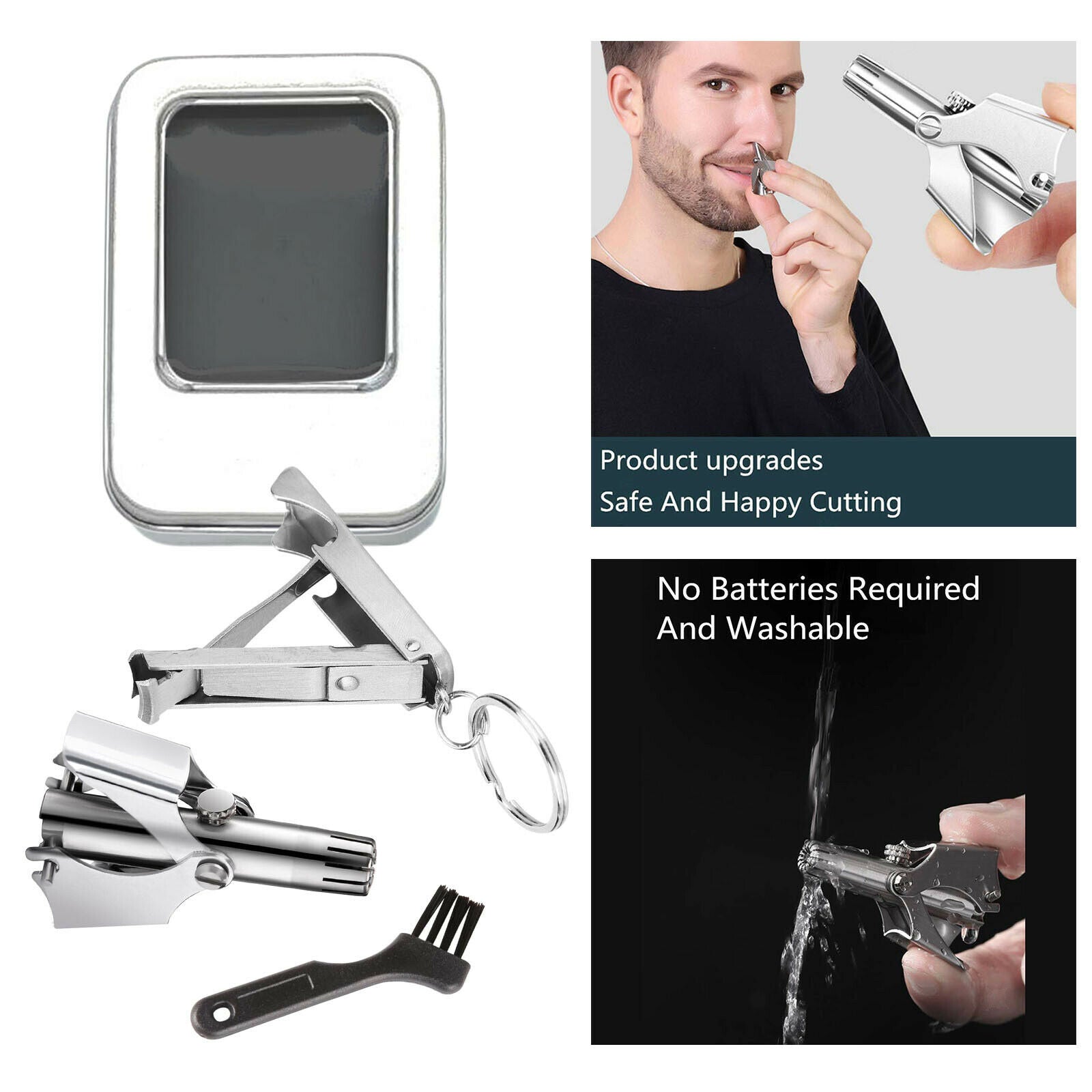 Travel Mini Manual Nose Hair Trimmer Waterproof Stainless Steel Hair Remover