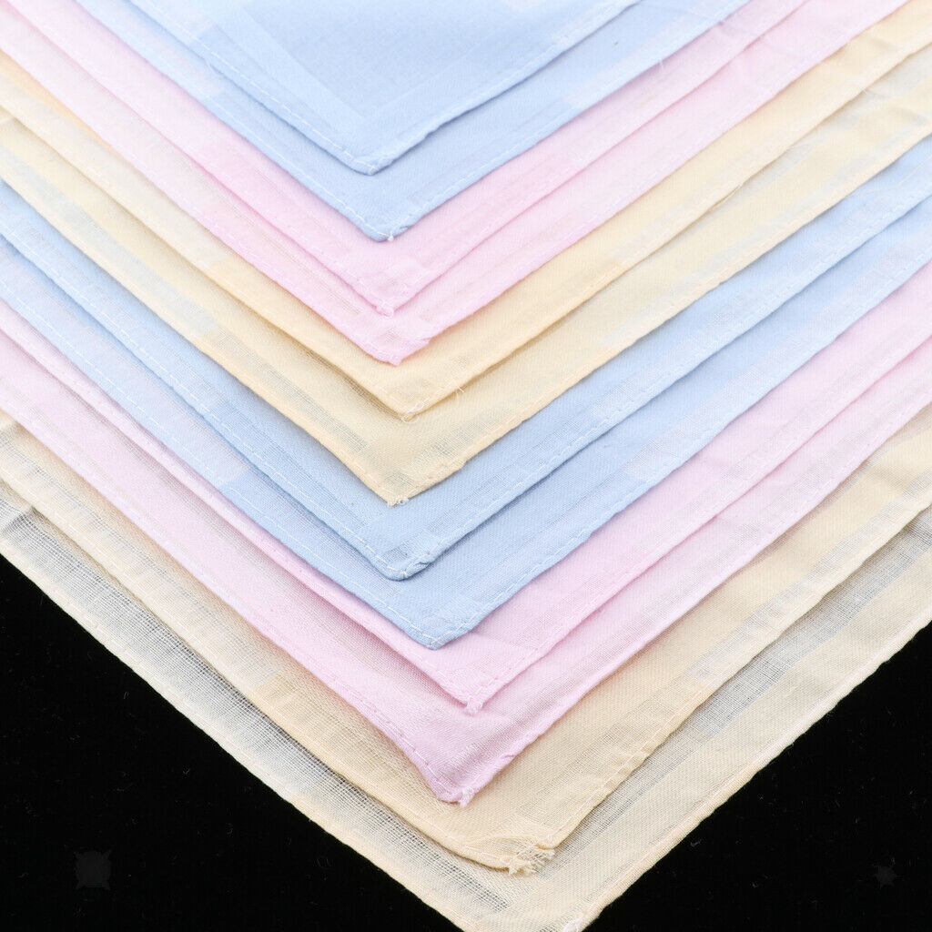 Pack of 12 Assorted Cotton Handkerchief Plaid Print Pocket Square Soft Hanky