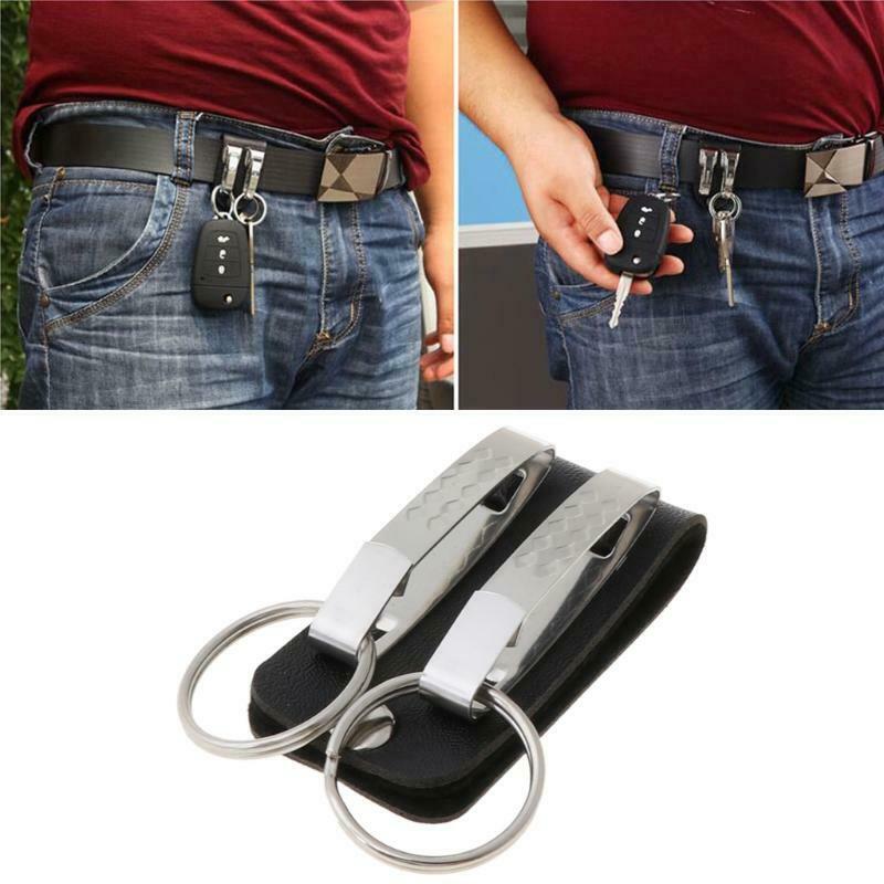 Men Leather Belt Loop Keychain Detachable Clips Belt Key Ring Key Holder Jewelry