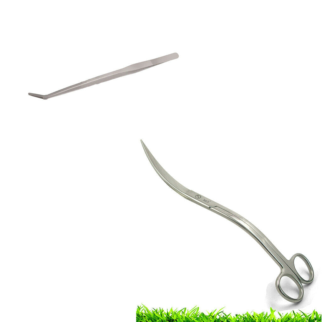 Set of 2, Aquarium Live Tank Water Plant Aquascaping Tools Tweezer Scissors