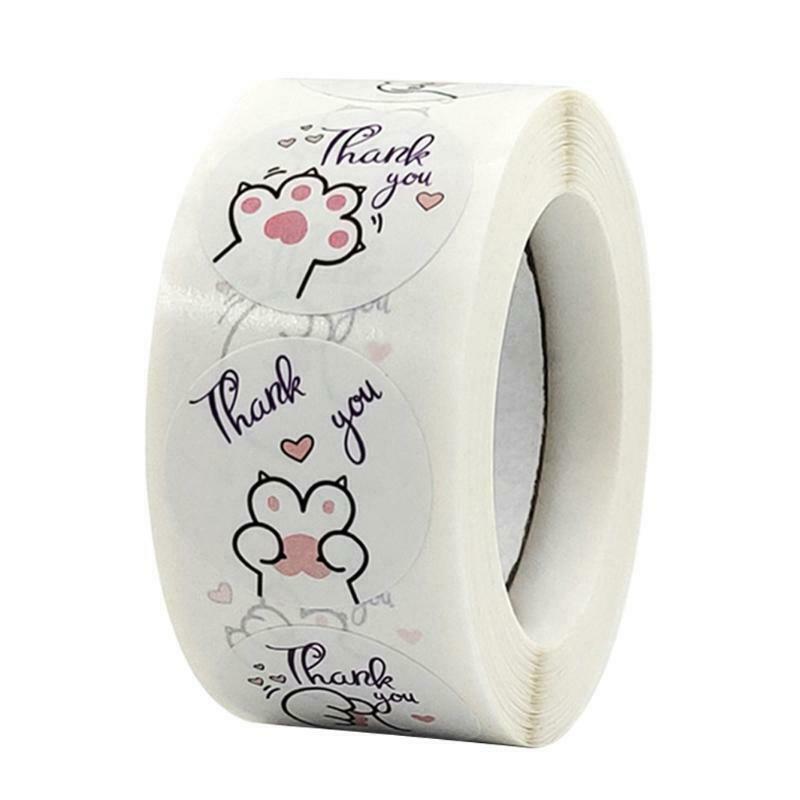 500Pieces Cute Kitten Paw Stickers Roll Cute Label for Gift Box Craft DIY Decro