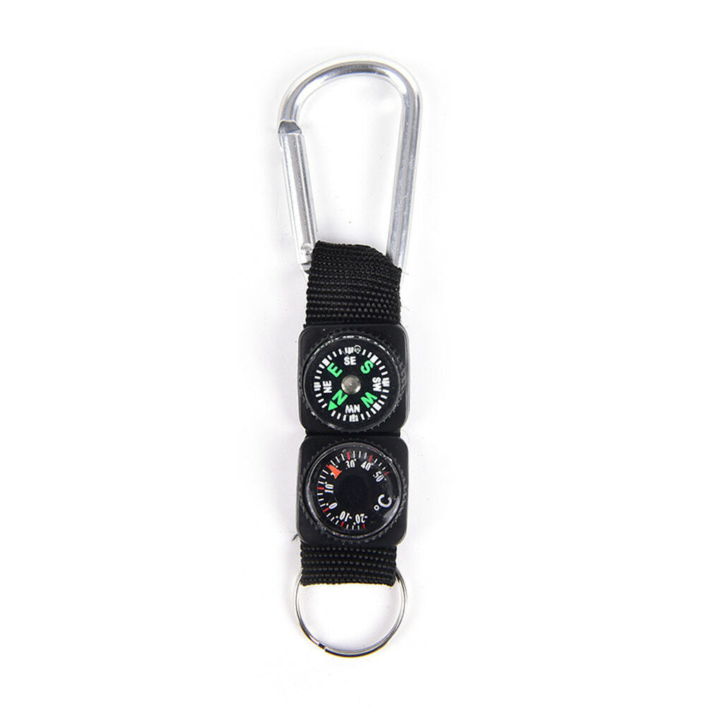 3 in 1 Multifunction Camping Hiking Carabiner w/ Keychain Compass Thermometer.DD