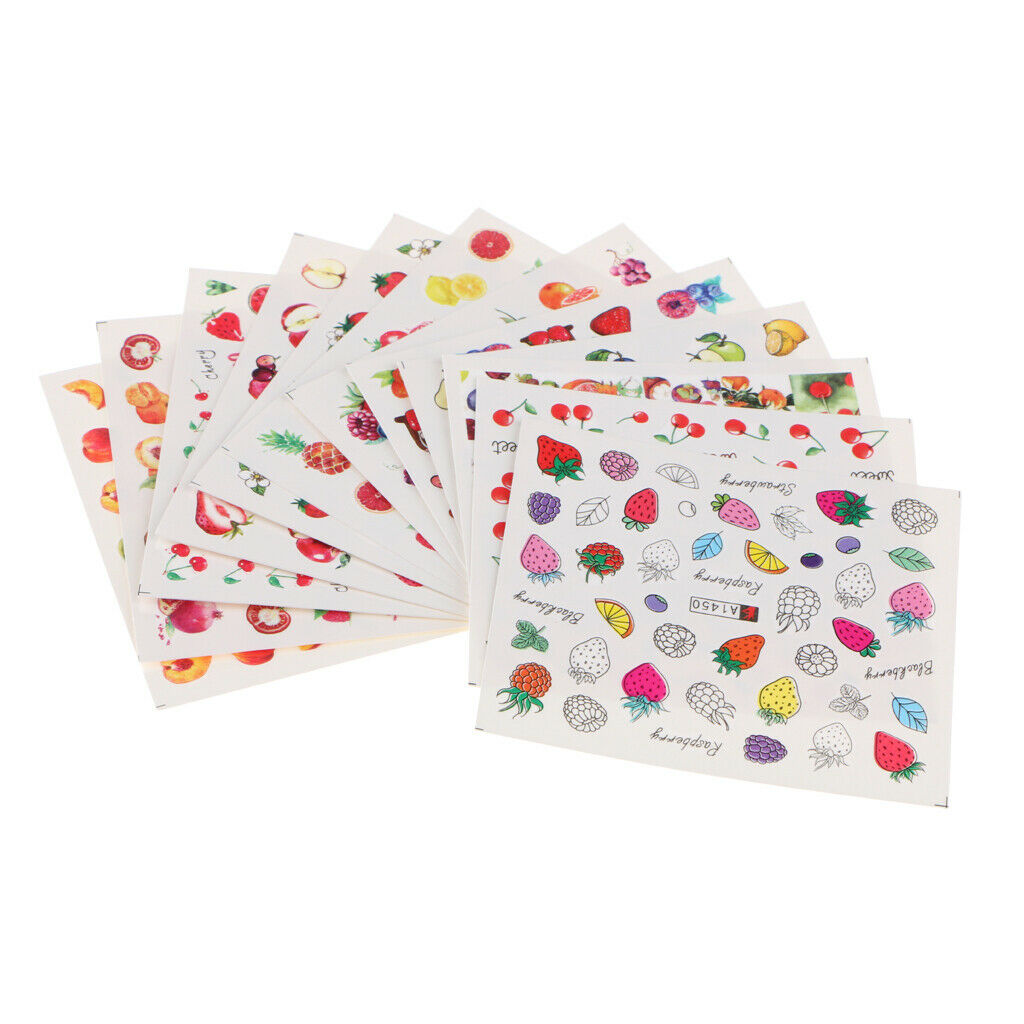 24 PCS Different Styles Pattern Flower Fruits DIY Nail Art Stickers Decals