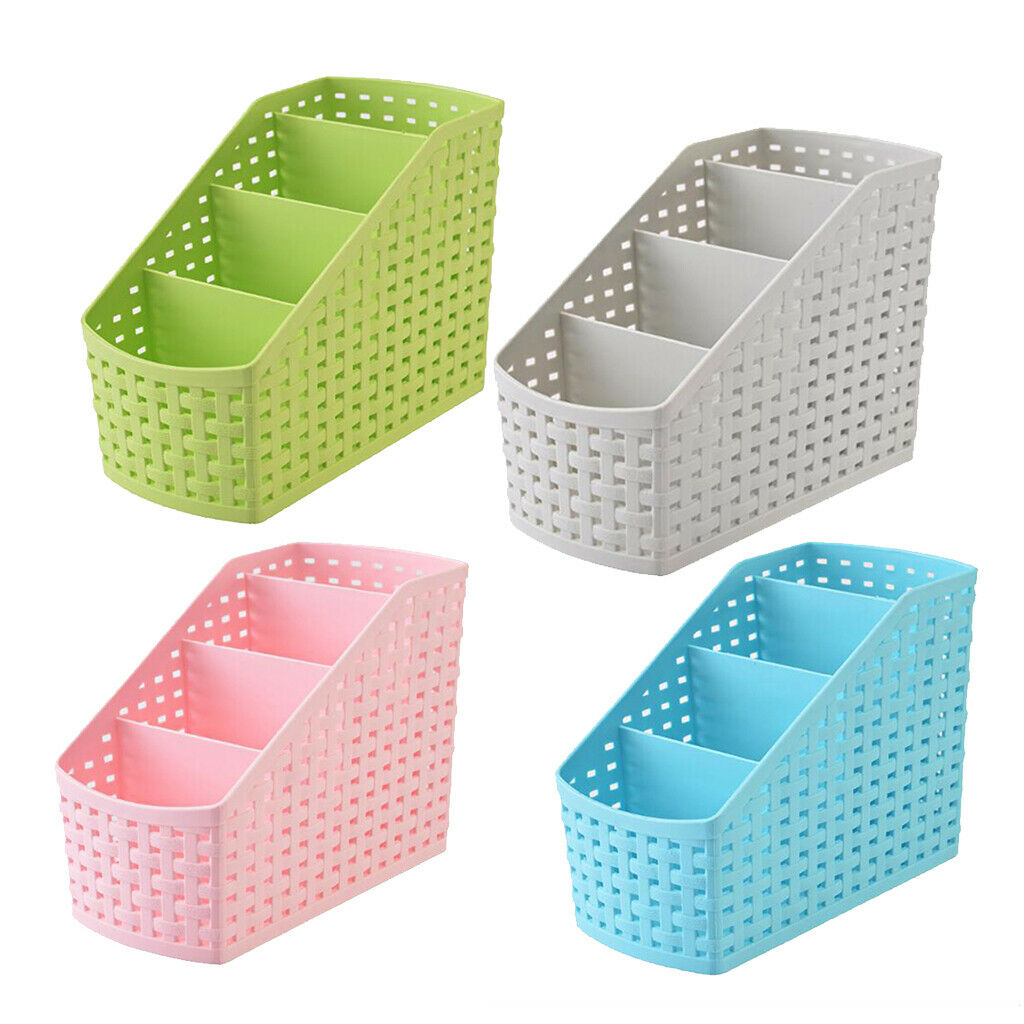 Plastic Makeup office Holder Kitchen Desktop Storage Organizer Basket Blue