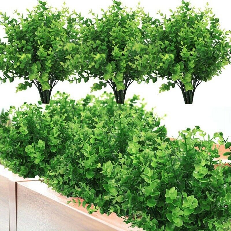 24 Pack Artificial Greenery Outdoor Plants Plastic Boxwood Shrubs Stems for Y6C2