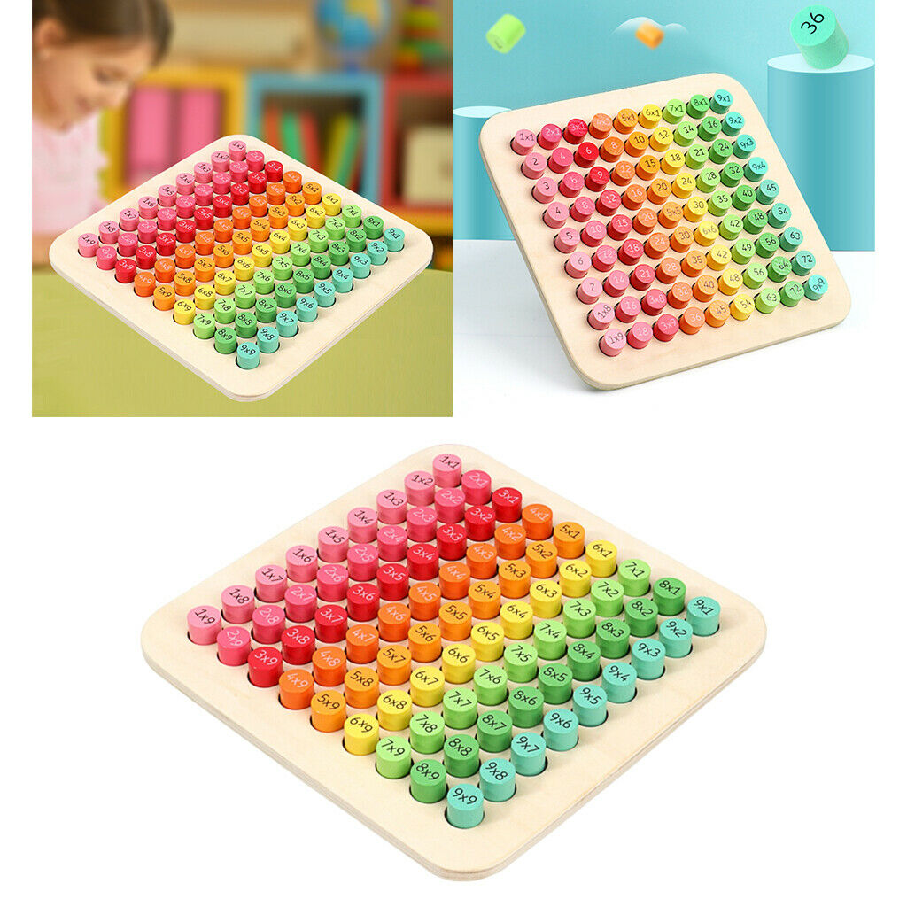 Wooden Math Multiplication Table Board Montessori Keyboard Education Toys