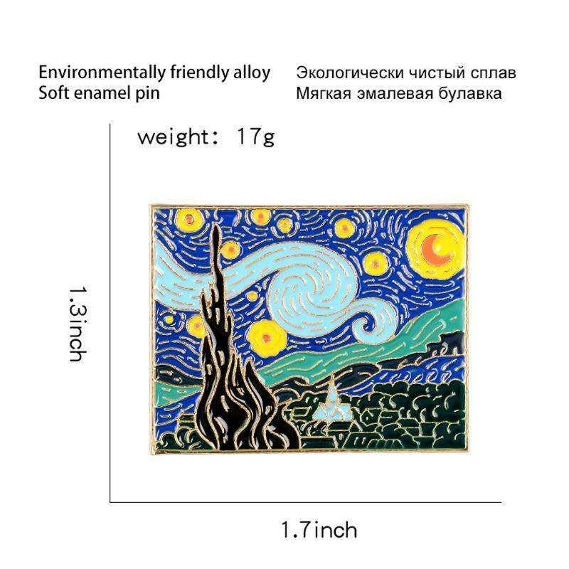 Artist Van Gogh Starry Night Painting Brooch Enamel Lapel Pin Fashion Jewelry