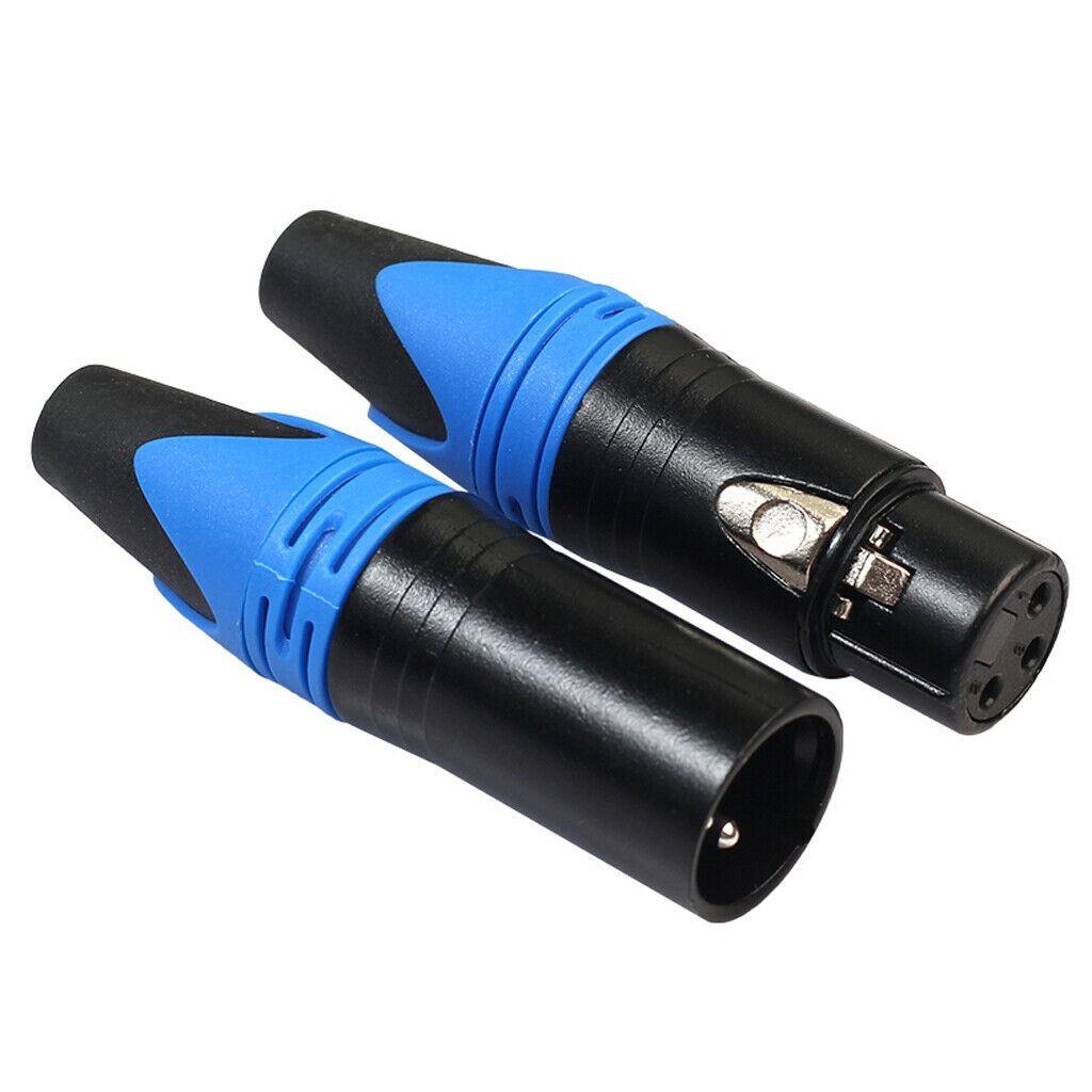 10 Pack XLR 3 Pin Male/Female Plugs Audio Mic Cable Plug Connector -Blue