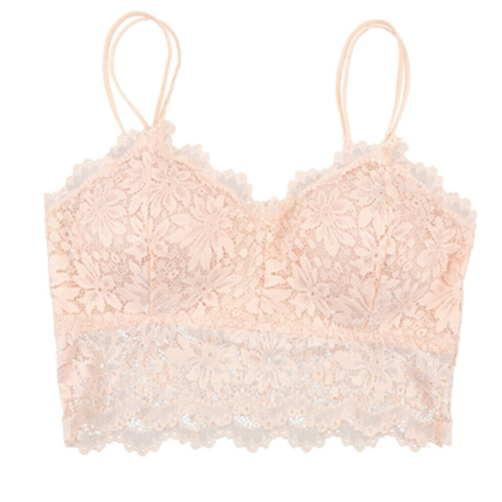 5 Pieces Women's Lace Removable Padded Bralette Push Up Lace Bra Crop Top