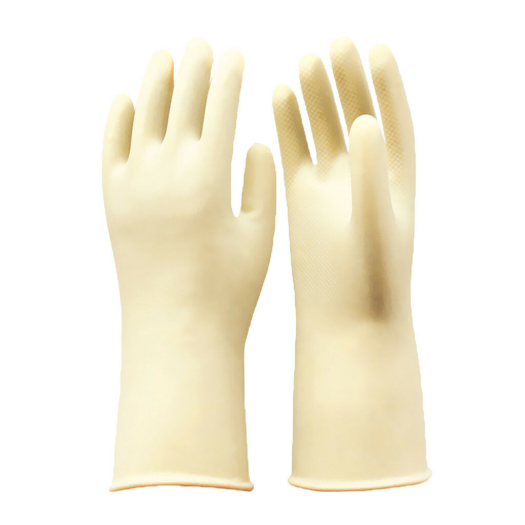 Natural Latex Rubber Gloves Heavy Duty Non Slip Household Gloves 40cm White