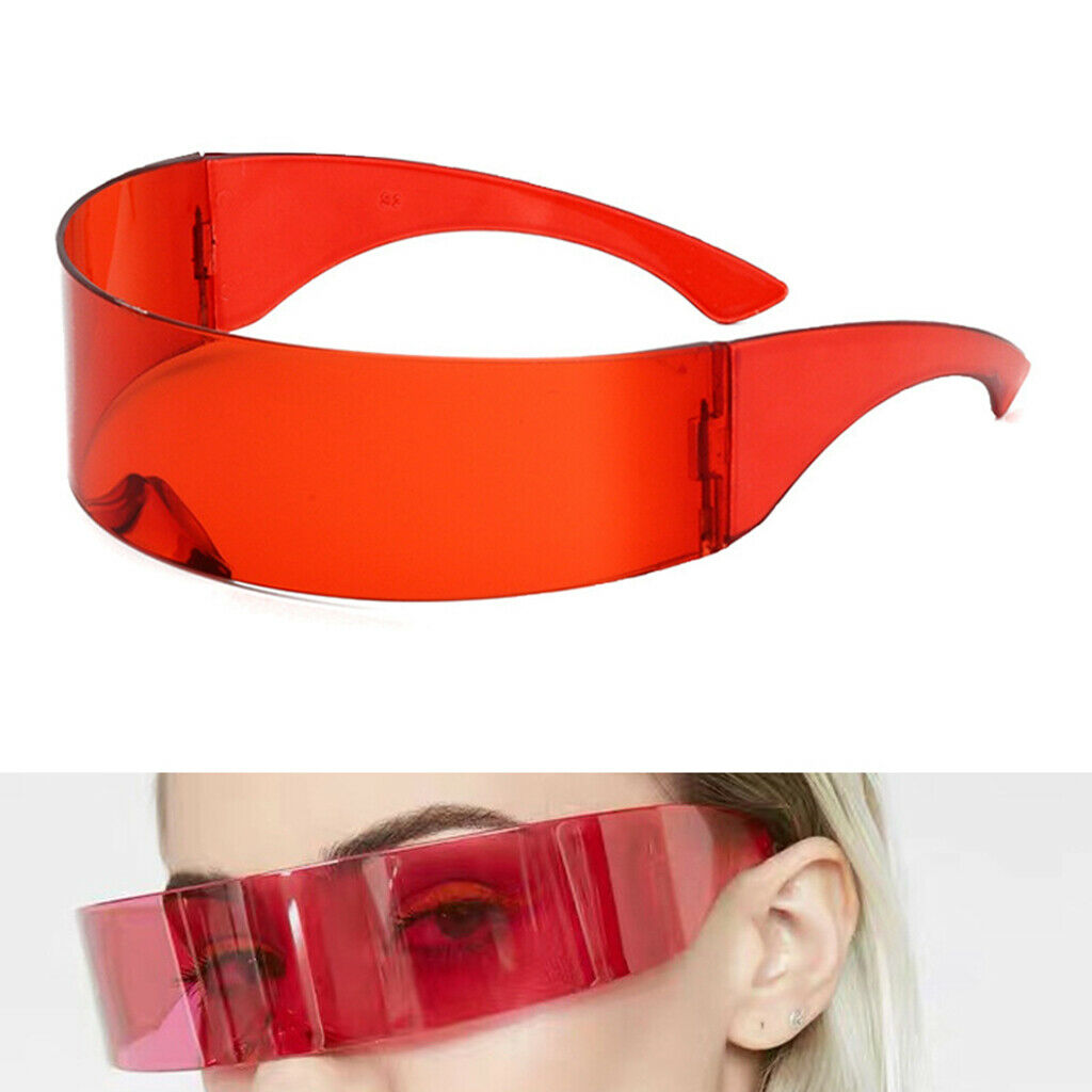 2Pcs Futuristic Visor Sunglasses Robotic Narrow Sun Glasses Party Supplies