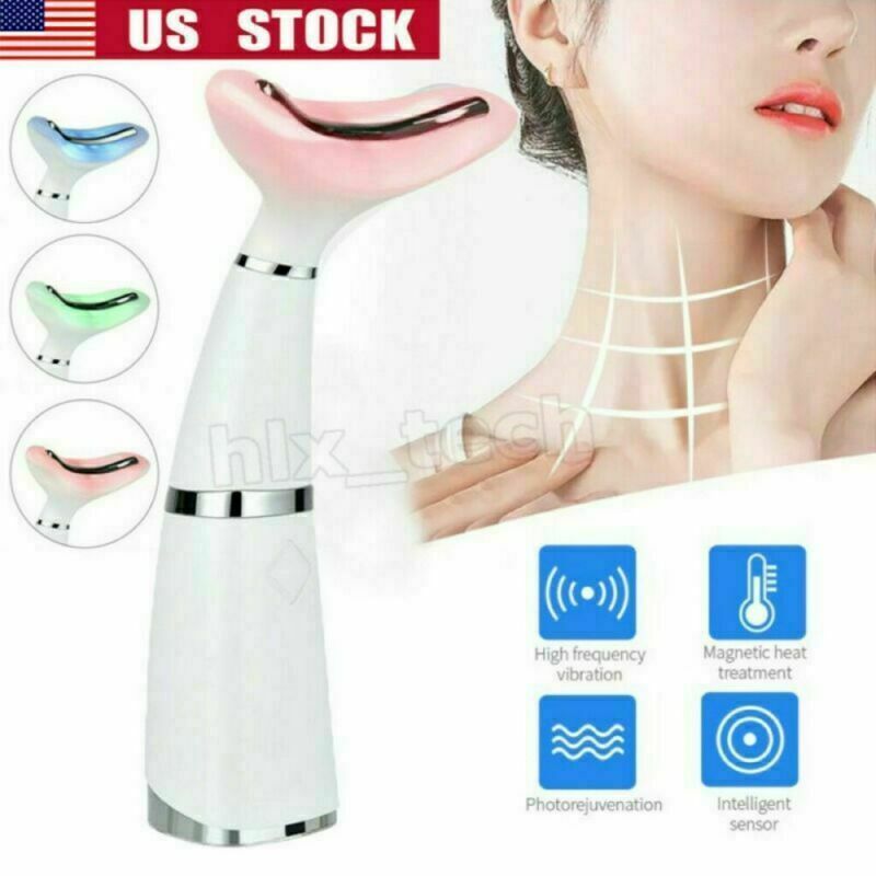 LED Photon Therapy Neck Face Lifting Massager Remove Double Chin Skin Tighten US