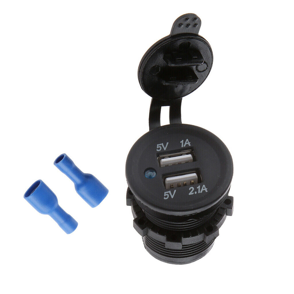 Waterproof 12V-24V 3.1A Motorcycle Car Boat Dual USB Power Charger Splitter