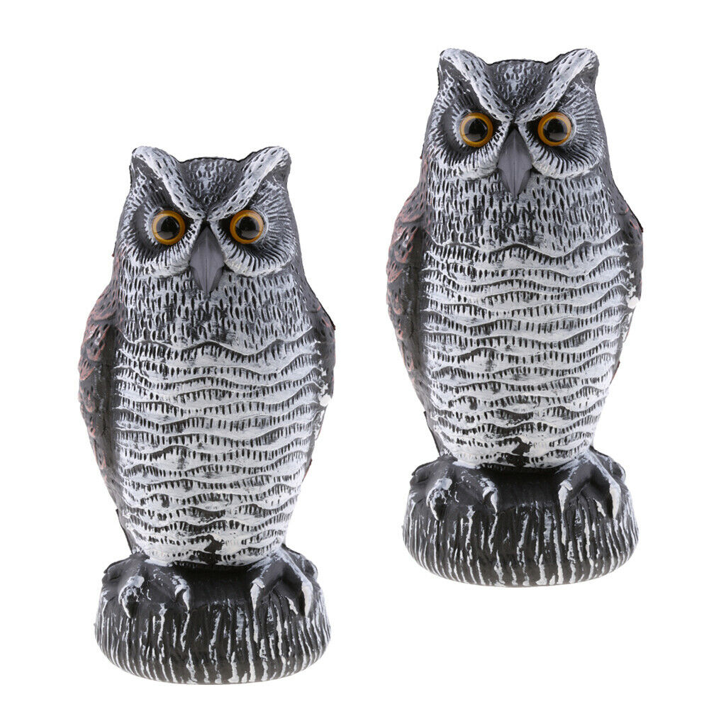 2Pcs Large Cute Realistic Owl Decoy Statue Yard Lawn Garden Scarecrow Scarer