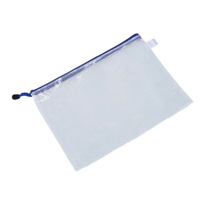 12 Pcs White Plastic Zipper Pen File Document Bags Folders Pockets U6D4D4