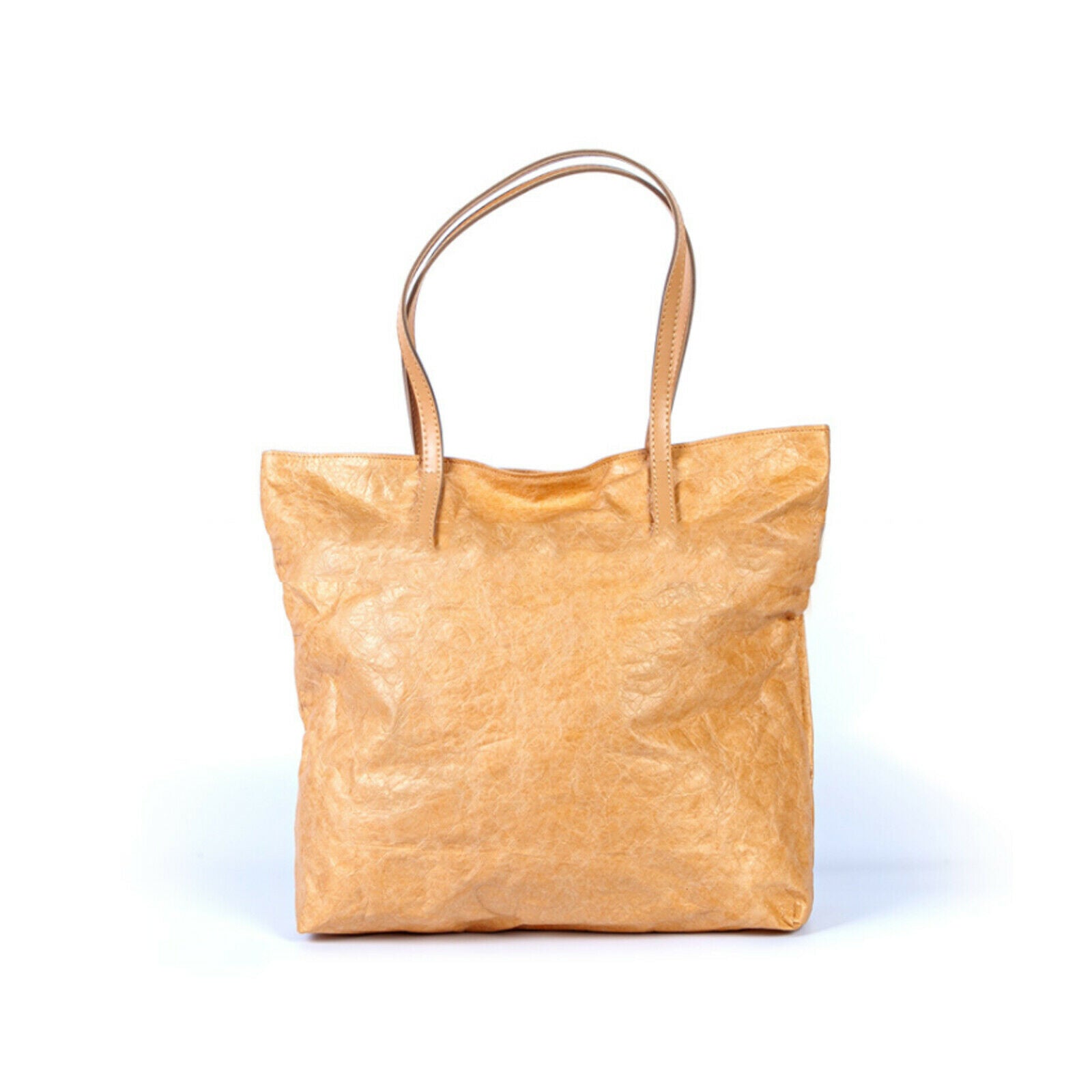 Women Retro Kraft Paper Big Capacity Tote Bag Waterproof Paper Shoulder Handbag