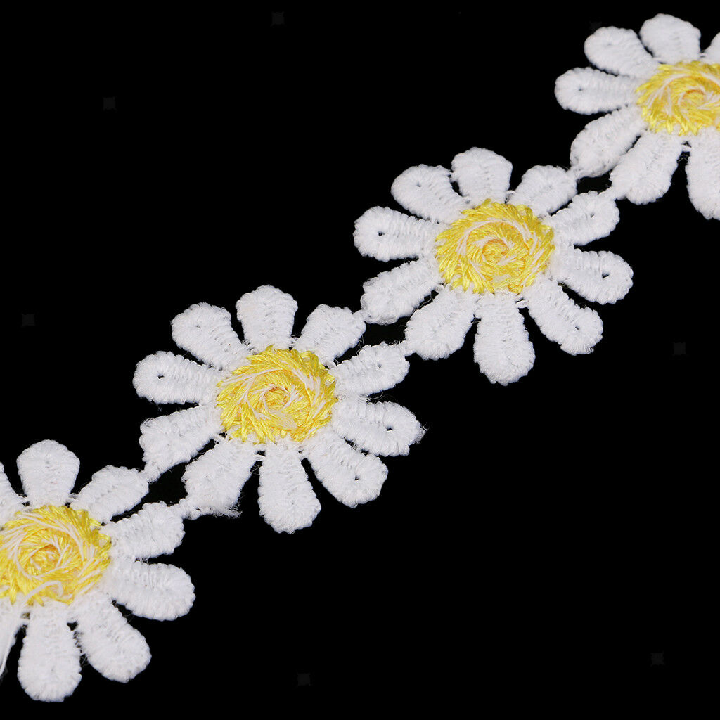 3 YARDS FLORAL LACE TRIMMINGS 25mm DAISY CROCHET DRESSMAKING SEWING EDGIONG