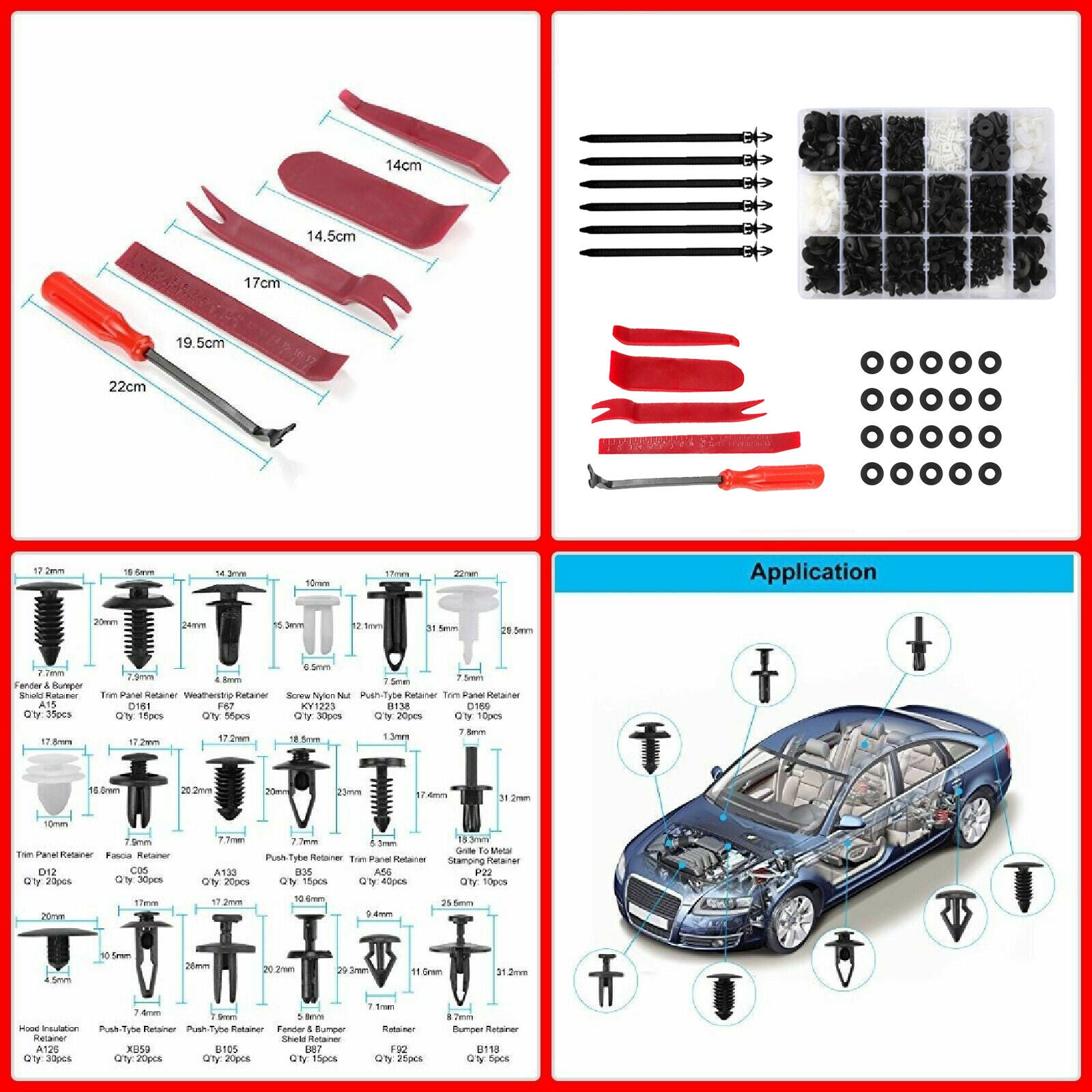 446PCS Fender Door Hood Bumper Trim Clips Body Retainer Assortment&Removal Tool