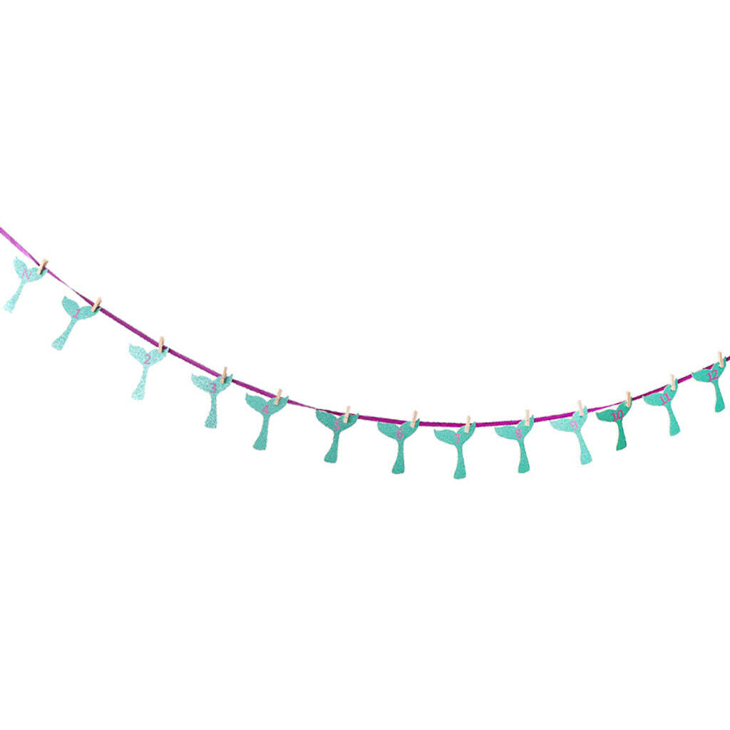 Baby 12 Months Mermaid Photo Bunting Banner With Clips Baby Shower Decor