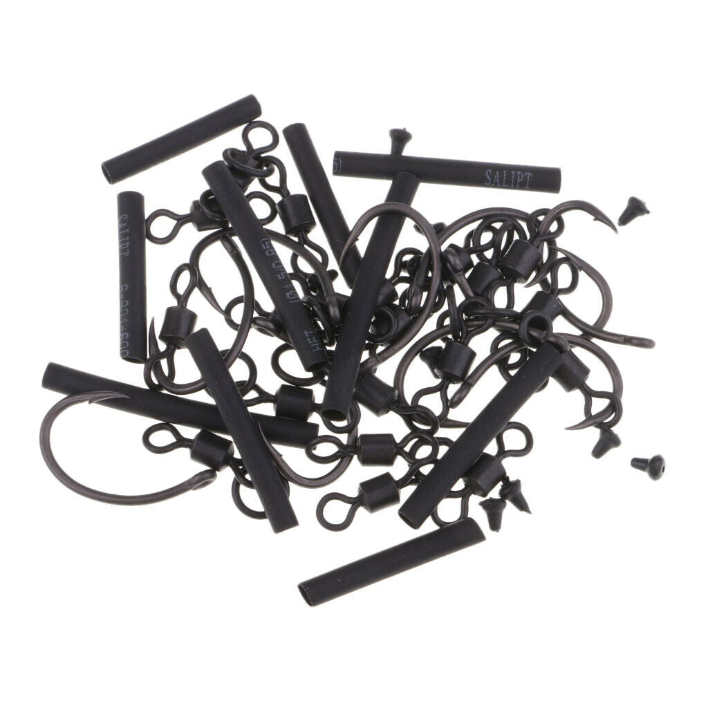 10 Carp Fishing Hooks Ready Tied Ronnie Rigs Hook Links for   Ups Fishing