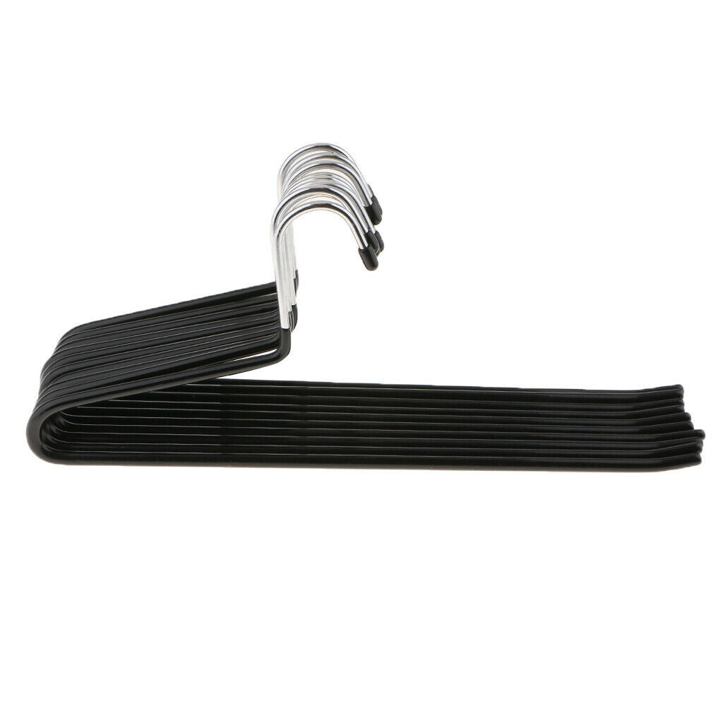 10 Pieces Black S-type Anti-slip Stainless Metal Pant Trousers Jean Hangers