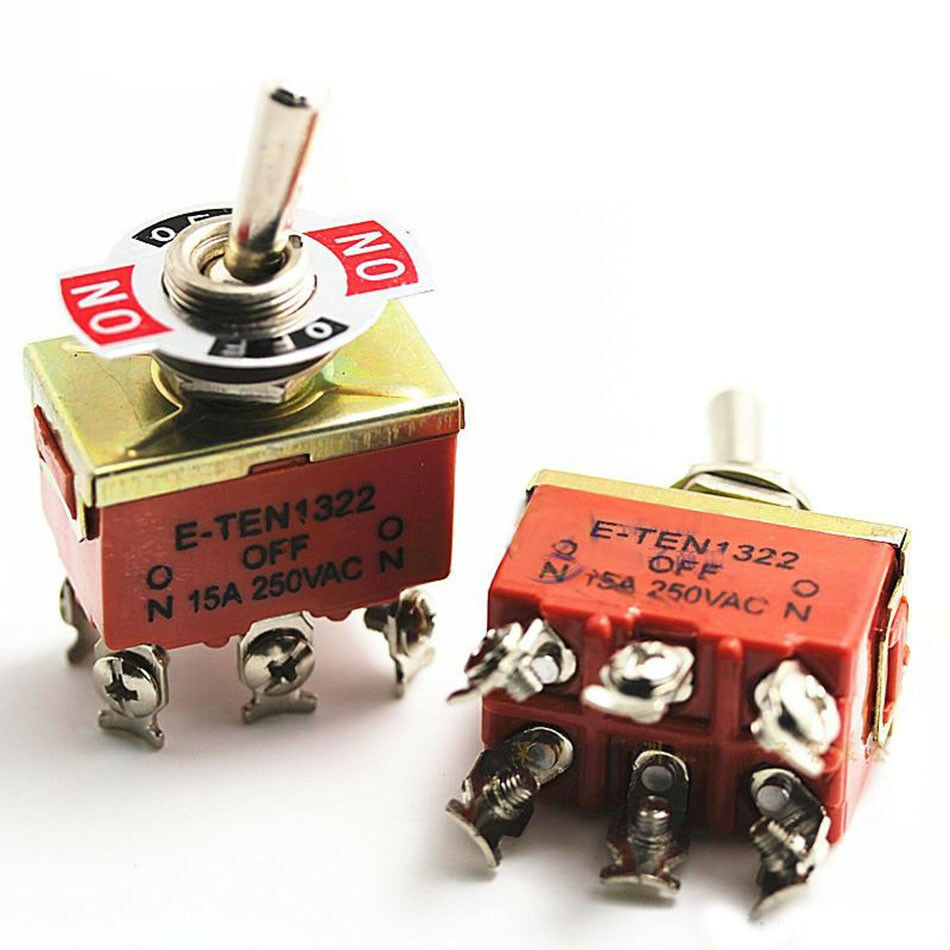 2Pcs E-TEN1322 Toggle Switch 6 Pin Head 3 Grade Pole Double Throw