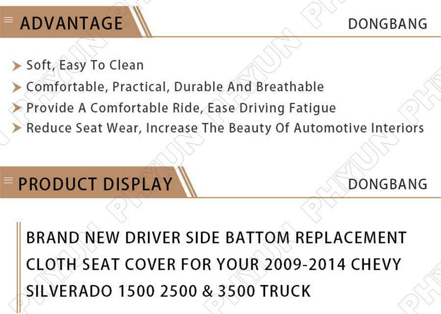 Grey Cloth Driver Bottom Seat Cover For Chevy Silverado 1500 2500HD 3500HD 07-14