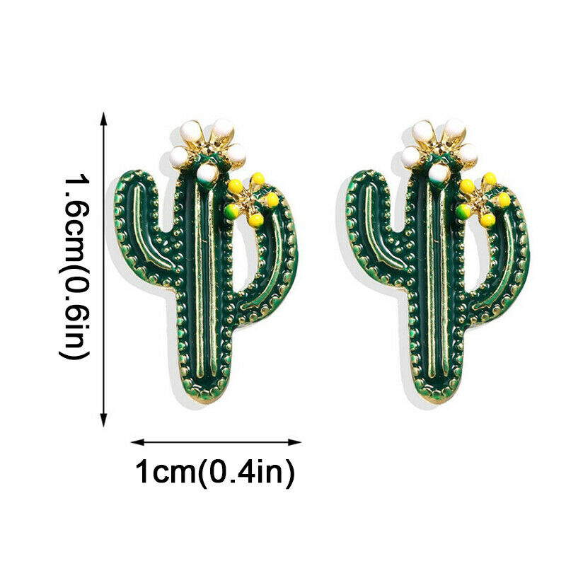 Fashion Green Cactus Earrings Plant Stud Ear Women Jewelry Summer Girl GiftB Ad