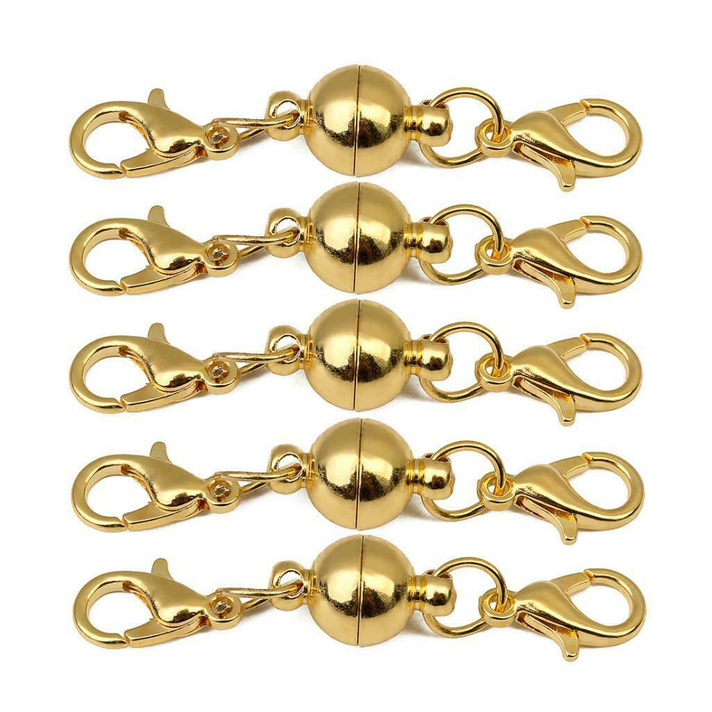5 Sets Ball Magnetic Clasps with Lobster Clasp for DIY Fashion Jewelry 8mm