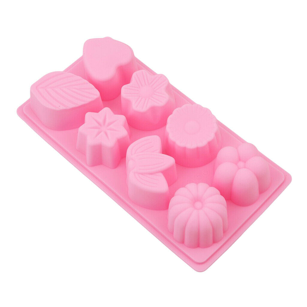 8 Cavity Assorted Silicone Flower Soap Mold DIY Soap Biscuit Muffine Mold