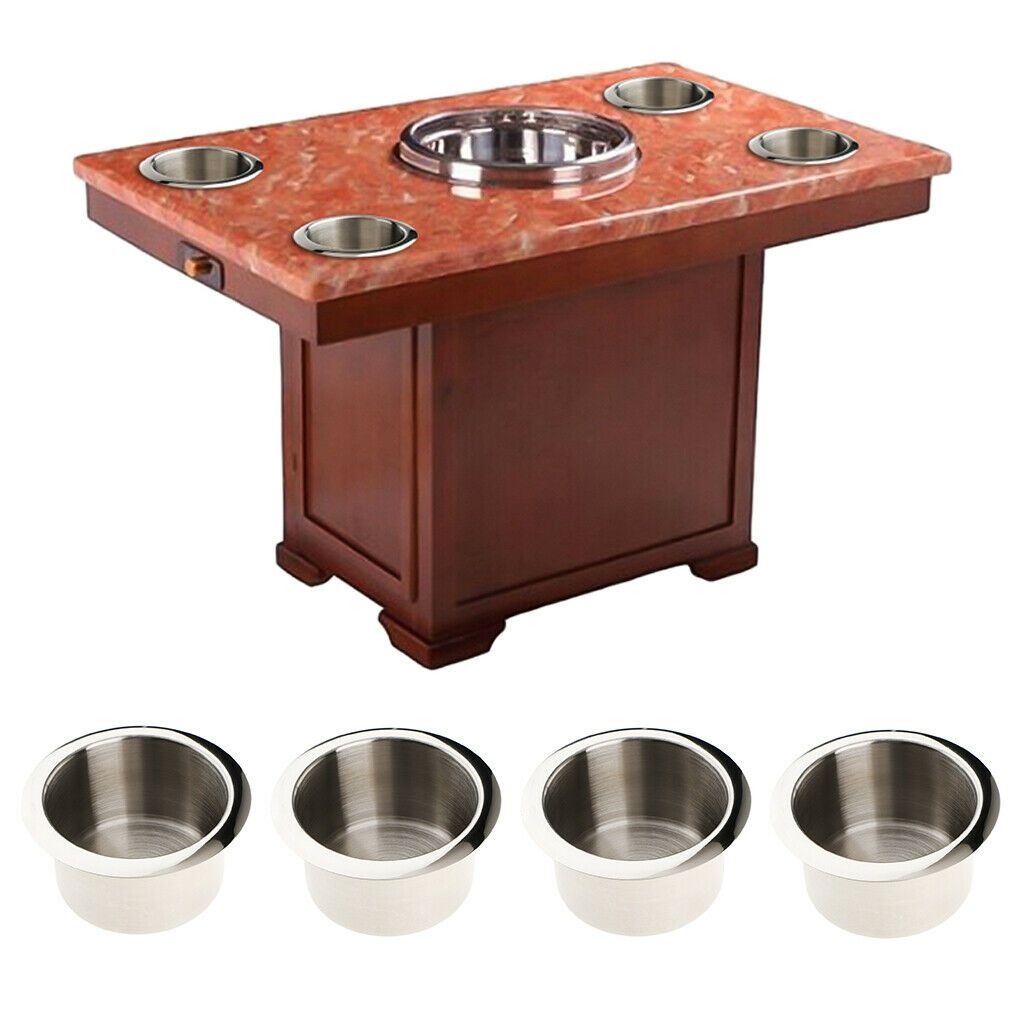 4 Pieces Stainless Steel Cups Drink Holder for Marine Car Truck Camper RV Boat