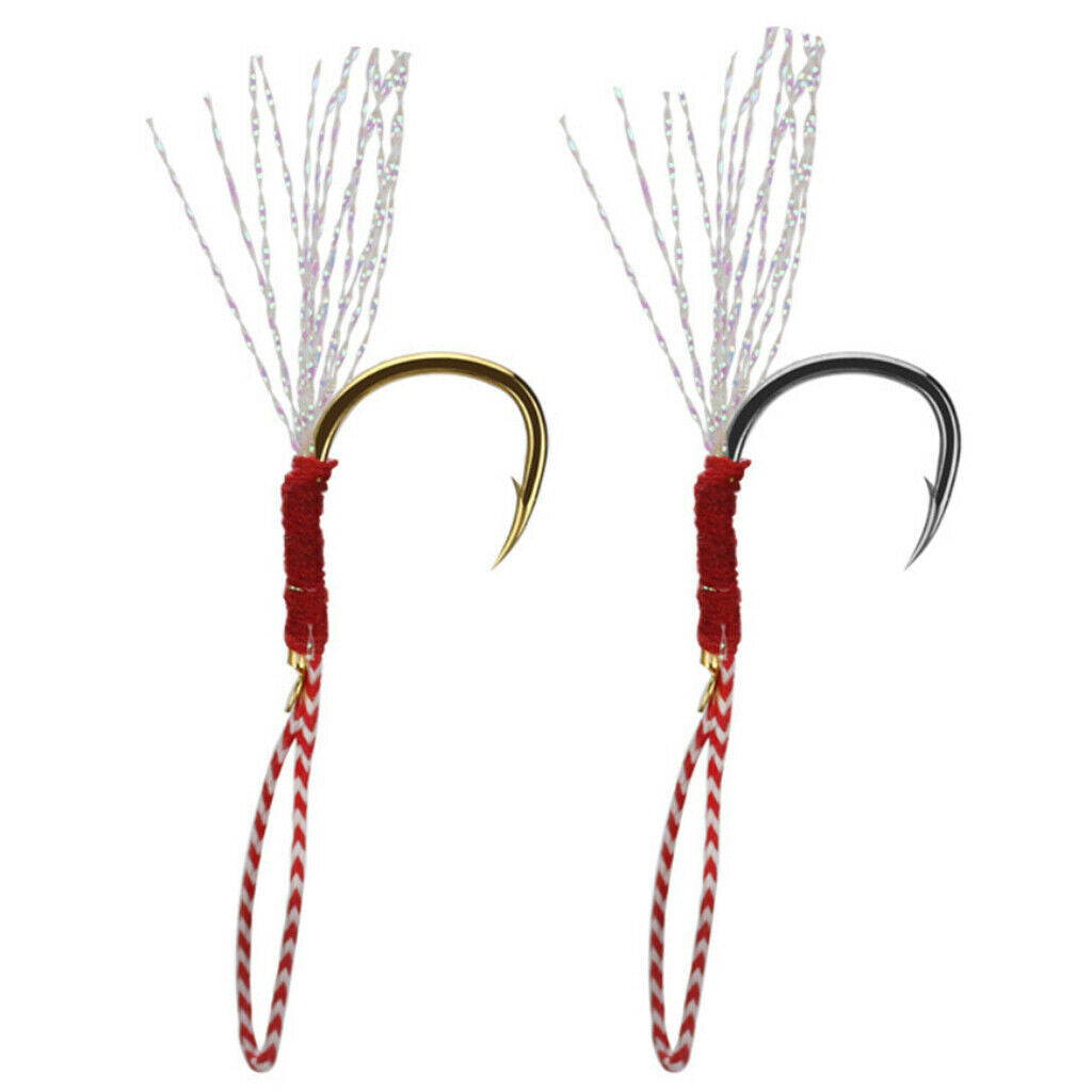 20 Packs Metal Fishing Assist Hooks Strong Jigging Jig Hooks 12#14# Golden