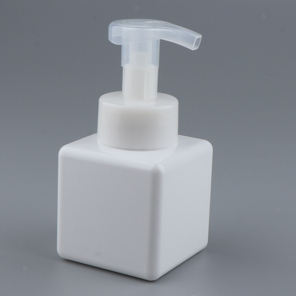 2 lot Empty Shampoo Mousse Lotion Pump Bottles Square Dispenser Brown+White