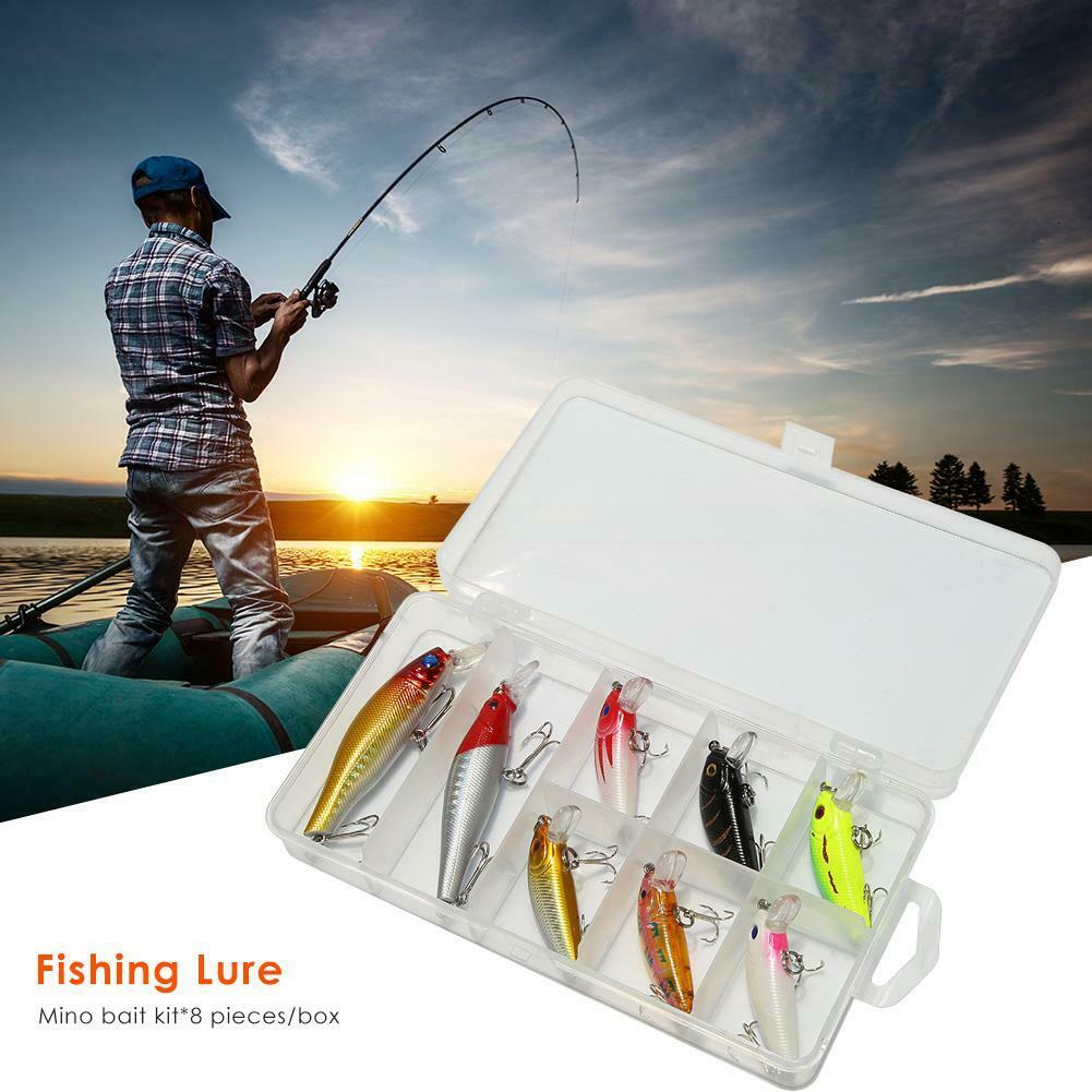8pcs Minnow Fishing Lures 11cm Artificial Hard Bait Wobblers Crankbait Carp @