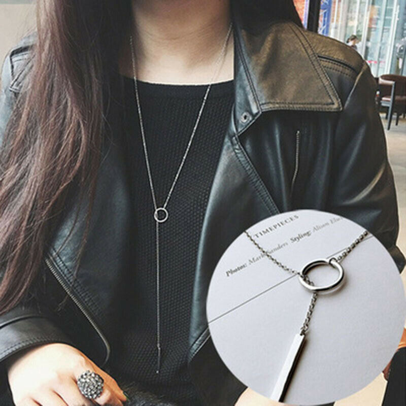 1PC Circle Strip Long Chain Necklace Collares Choker Necklace Pendants For W  Qx