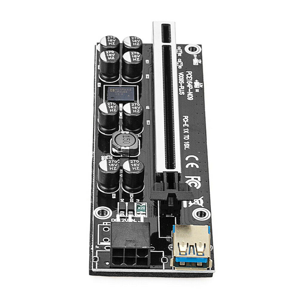 Ver 009S Plus PCIe Riser PCI Express 1x to 16X Adapter SATA 15Pin to 6Pin Power