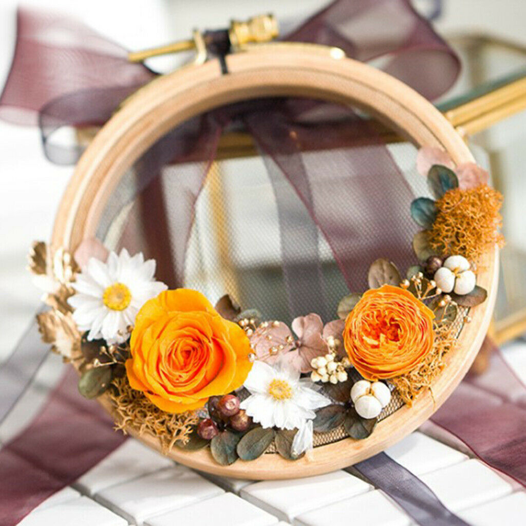 DIY Dried Flower Pendant with Hoop Kits for Car Home Wall Decor Craft Orange