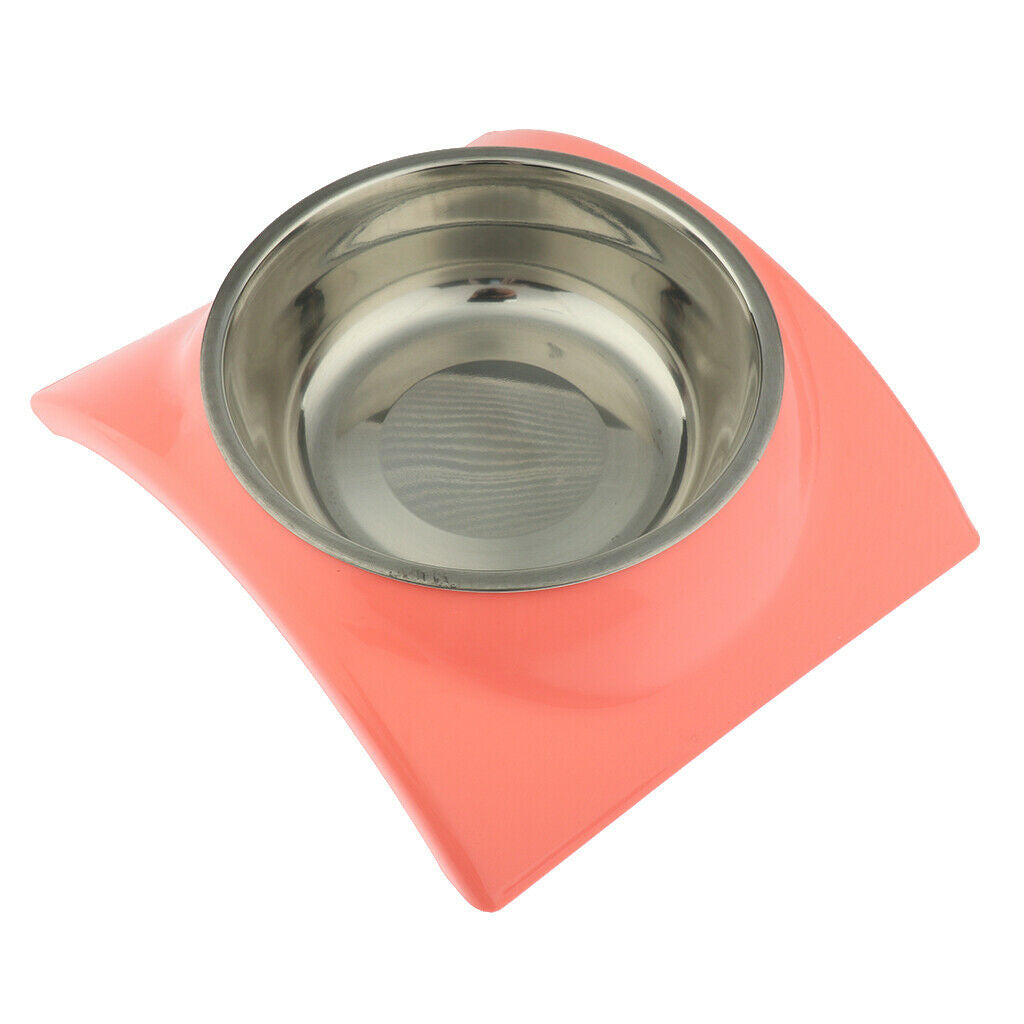 Pet Dog Dual-Use Food Bowl Pet Slip and Leakproof Bowl Stainless Steel Pink