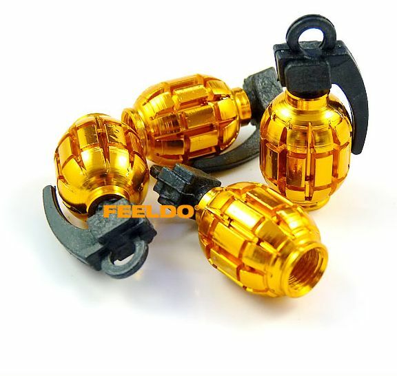 4x Golden Grenade Style Wheel Tire Valve Dust Stems Cap Covers For Mercedes-Benz