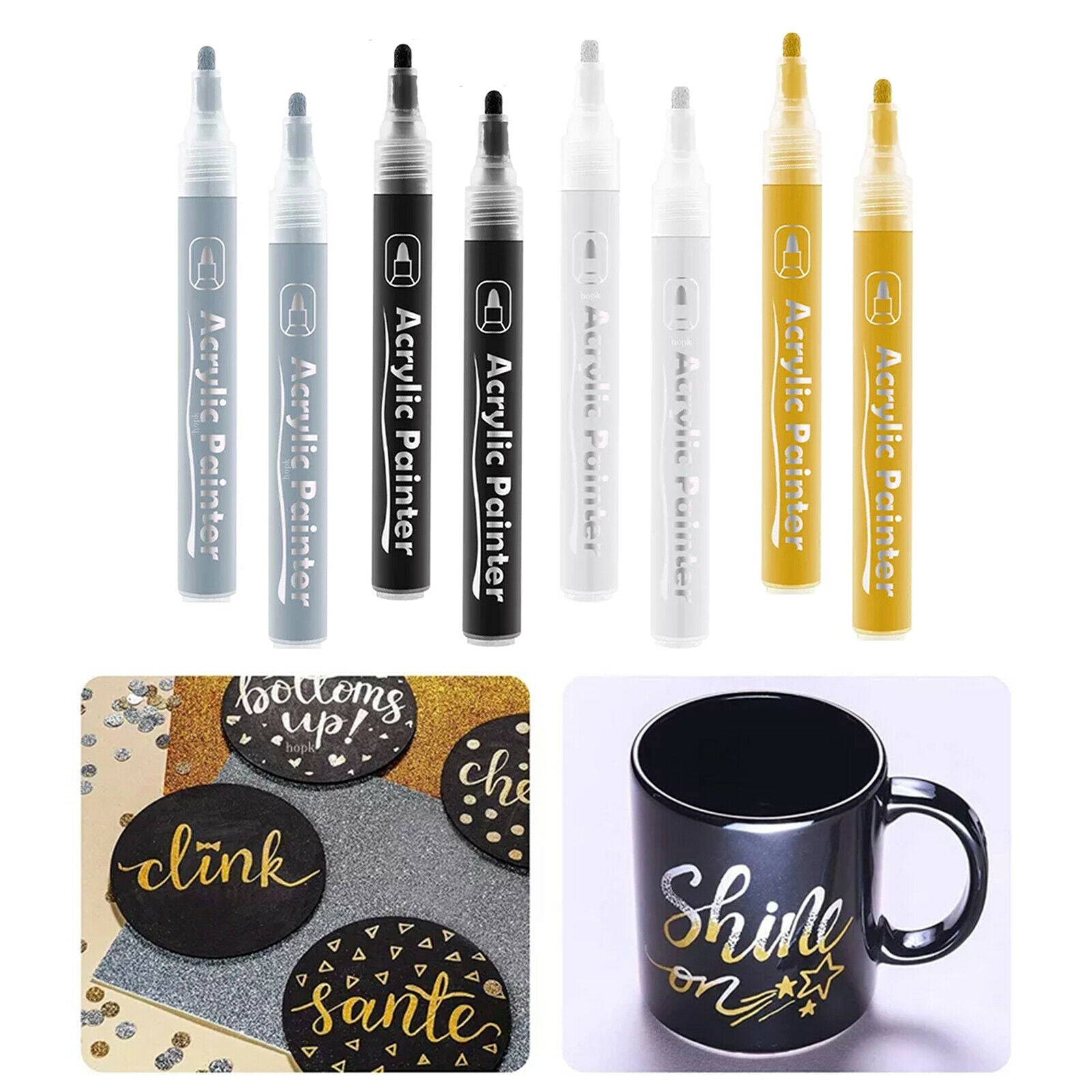 8x Metallic Marker Graffiti Writing Paint Pen for Wall DIY Card Making Craft