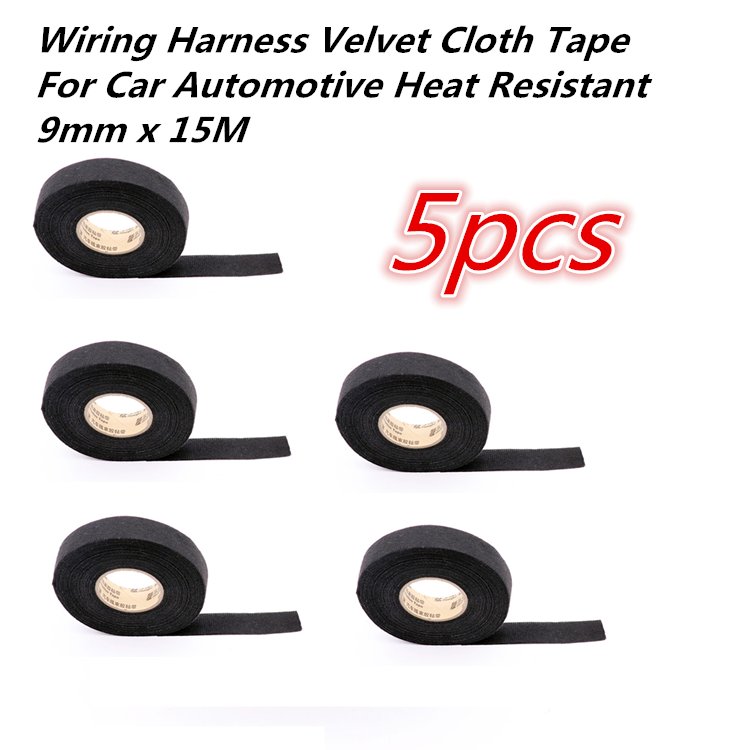 5x Wiring Harness Velvet Cloth Tape For Car Automotive Heat Resistant 9mm x 15M