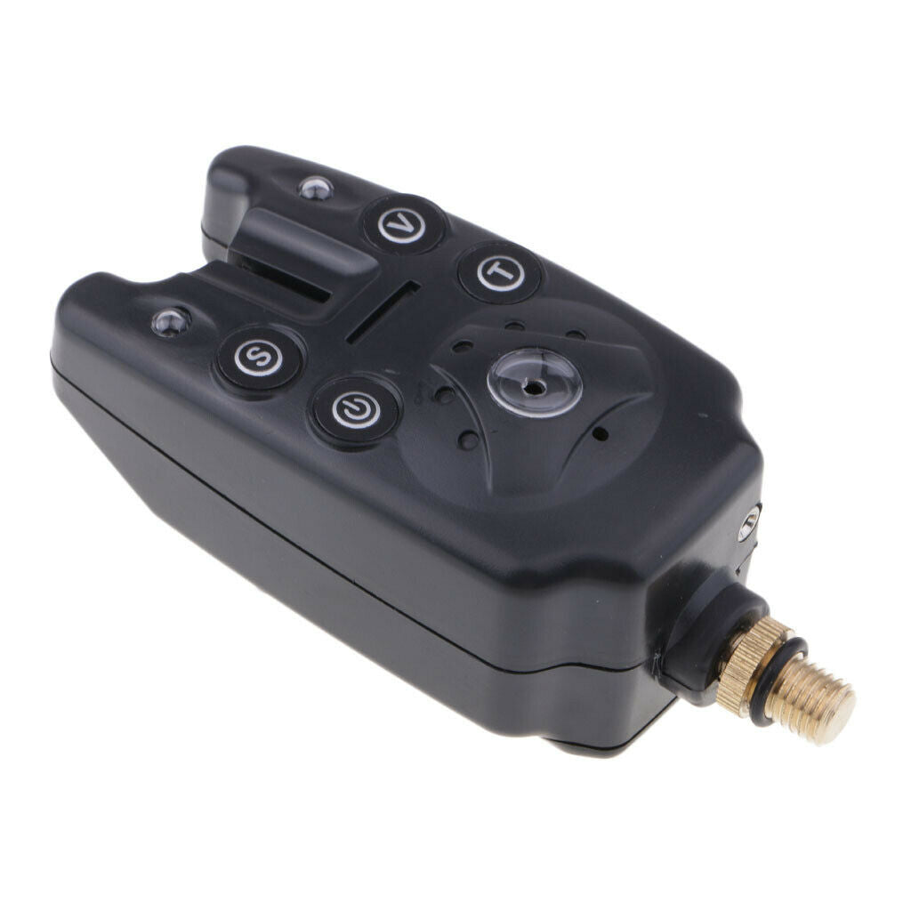2X Fishing Bite Alarm Indicator Sound Light Alert Fishing Rod Holder Black