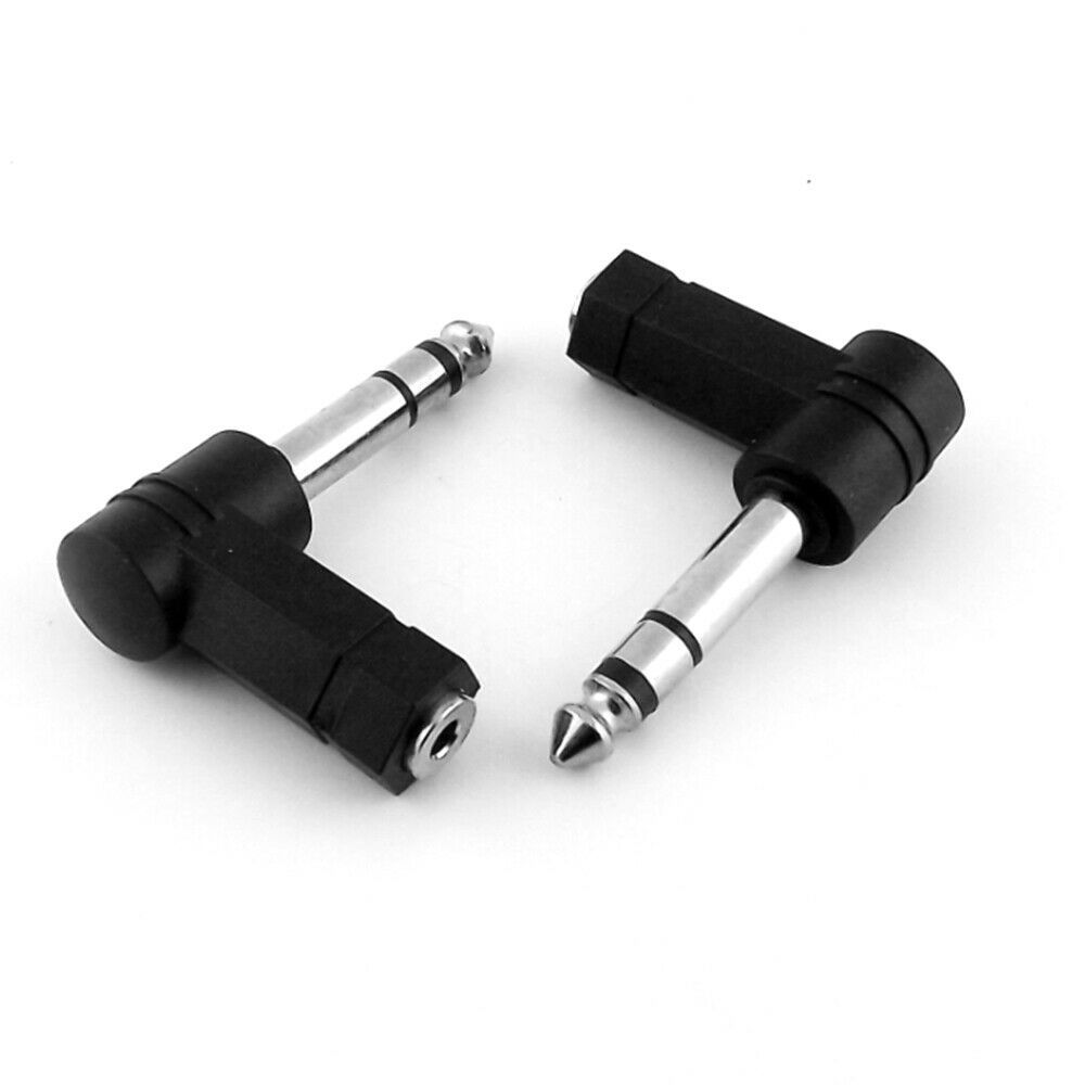 6.35mm Male to 3.5mm Female Plug 3 Pole Stereo Audio Adapter 90 Degree