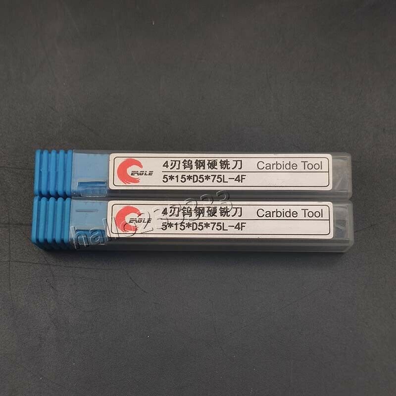 3PCS 5mm 4 Flute Milling Cutter End Mill Tungsten Carbide 75mm Shank HRC45-50
