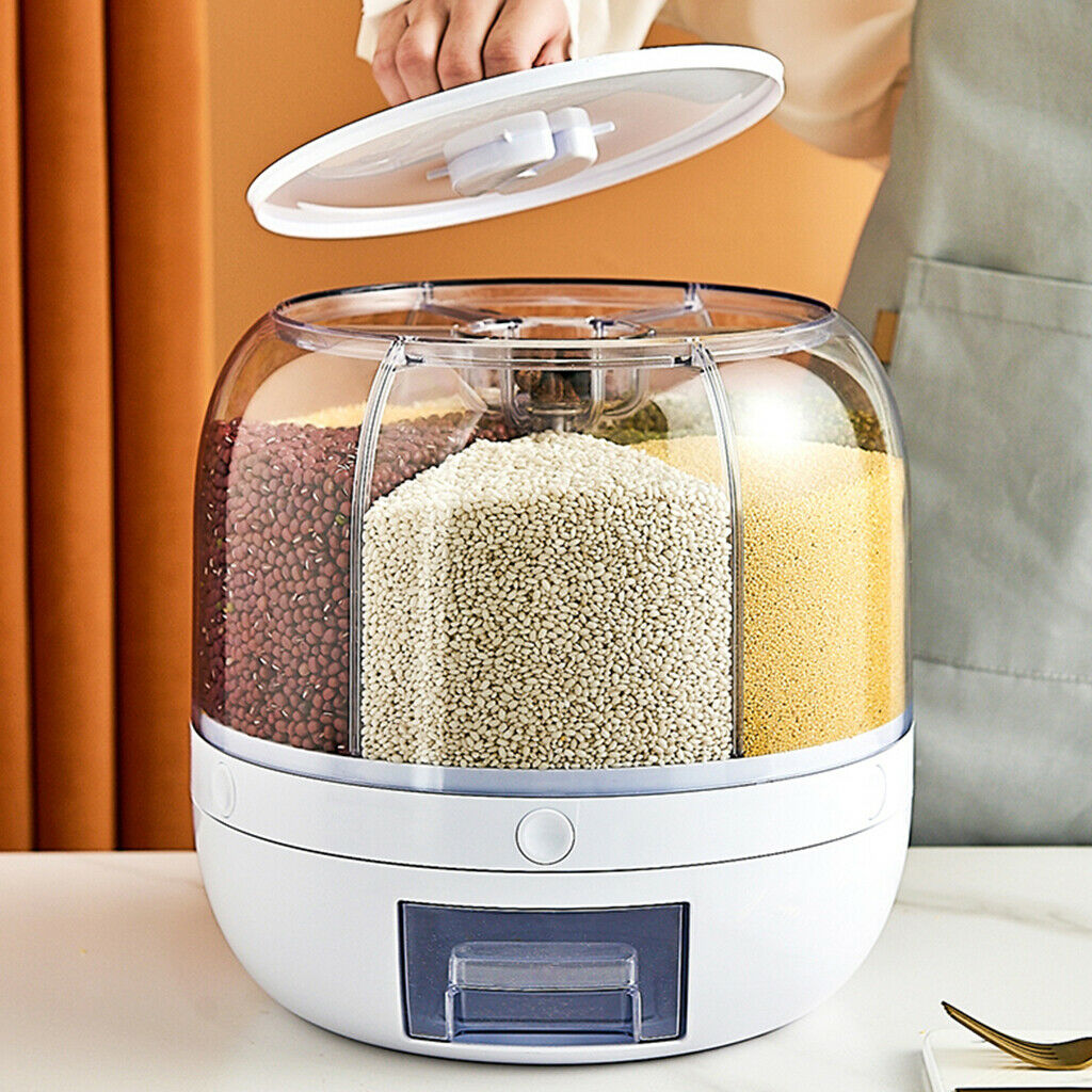 Rice Dispenser Countertop Rice Bucket Cereal Storage Container Tank Rotating