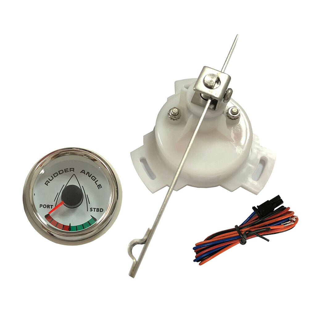 Boat Rudder Angle Gauge with Mating Sensor 0-190Ω 52mm Chrome White