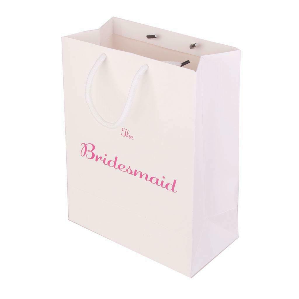 Pieces of 4 The Bridesmaid Printed Paper Bag with Handle for Wedding, Bridal