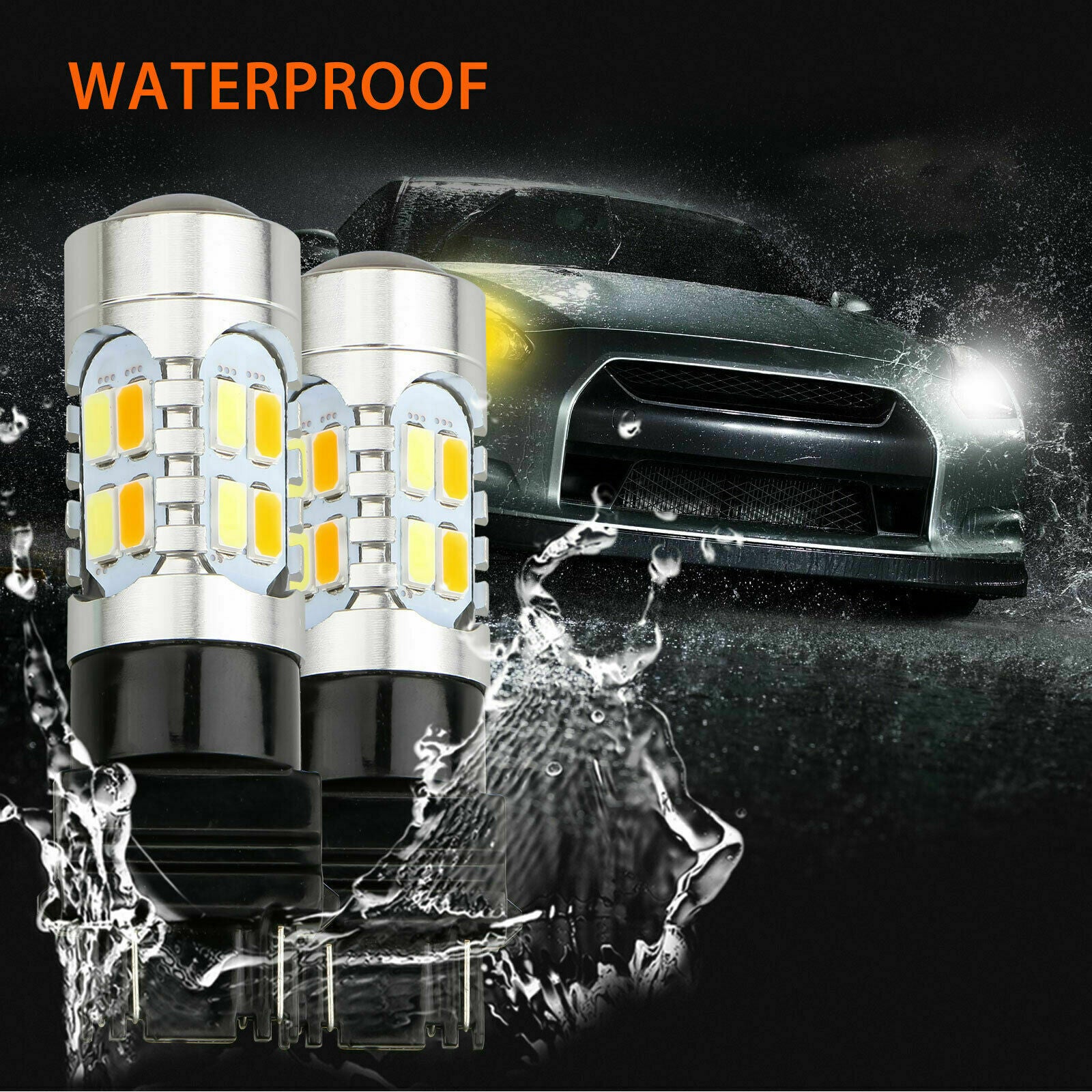 3157 LED DRL White/Amber Switchback Turn Signal Parking Light Bulbs Dual Color