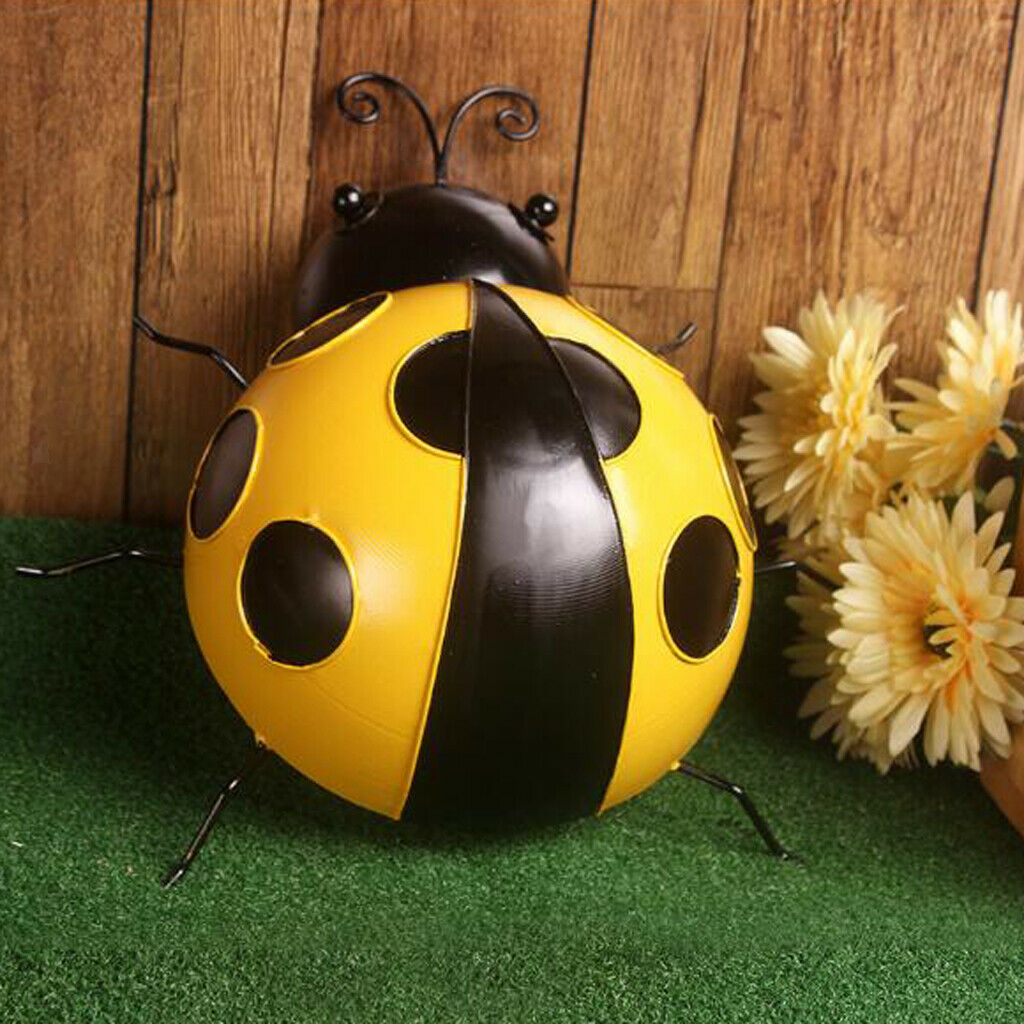 3pcs Cute Metal Ladybird Sculpture Handmade Wall Hanging Ladybug Ornaments